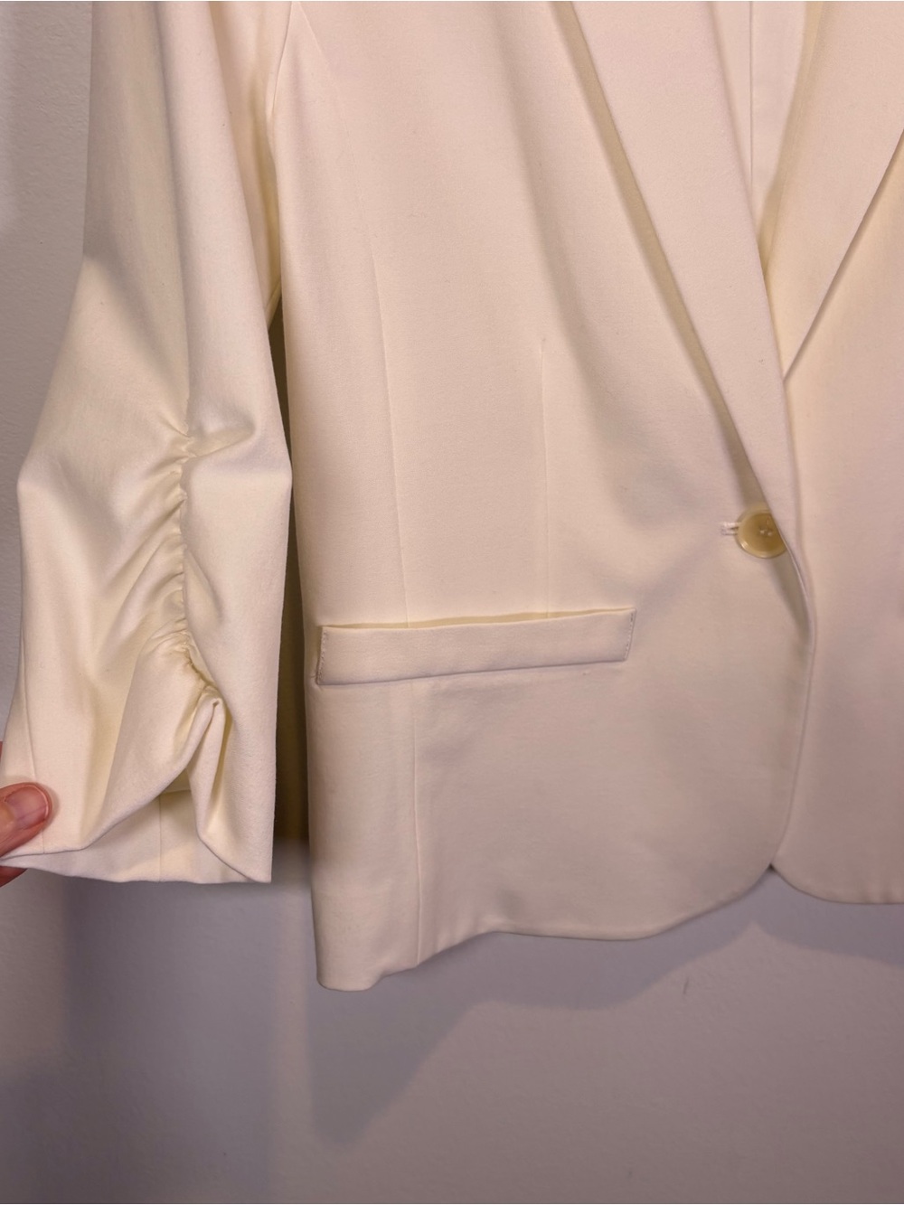 Eliza J Cream Ruched Sleeve Blazer - Picture 3 of 7